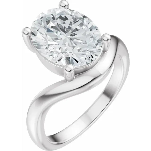 The Laura 3.00ct Oval cut Lab Grown Diamond Solitaire Wave Engagement Ring