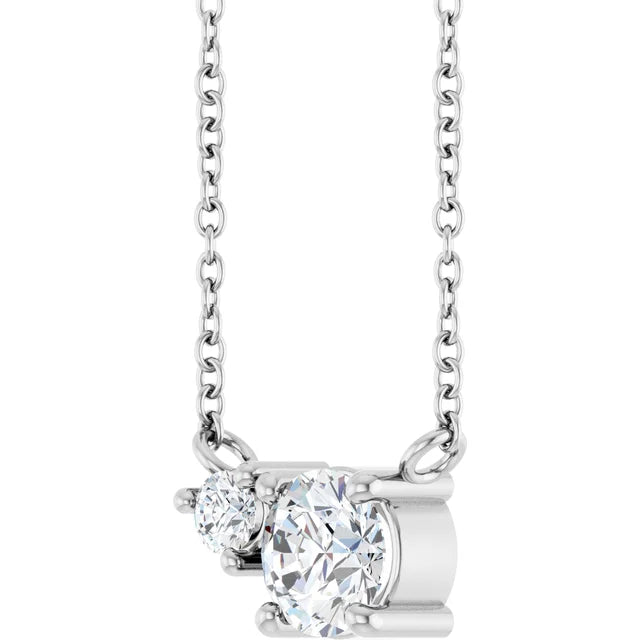 0.60ctw Lab Grown Diamond Toi et Moi Round Necklace in 14k Gold