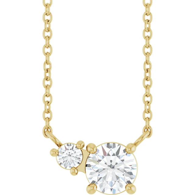 0.60ctw Lab Grown Diamond Toi et Moi Round Necklace in 14k Gold