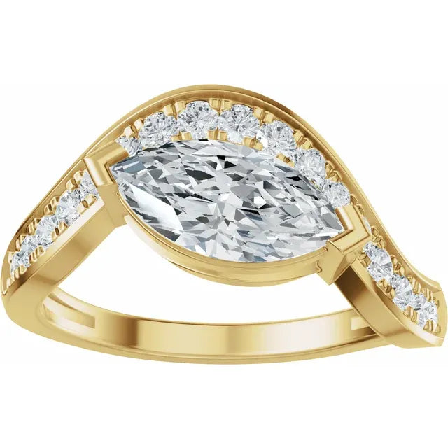 The Layla 1.25ctw Marquise cut Lab Grown Diamond Accented Bypass Engagement Ring