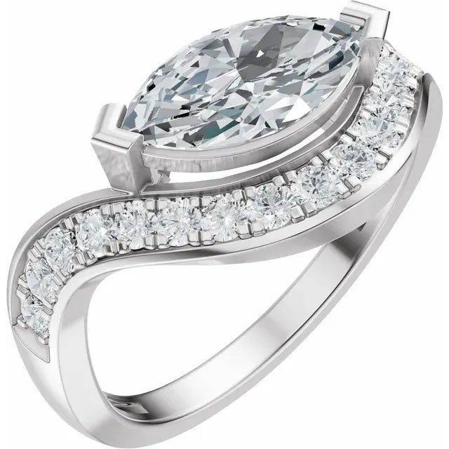 The Layla 1.25ctw Marquise cut Lab Grown Diamond Accented Bypass Engagement Ring