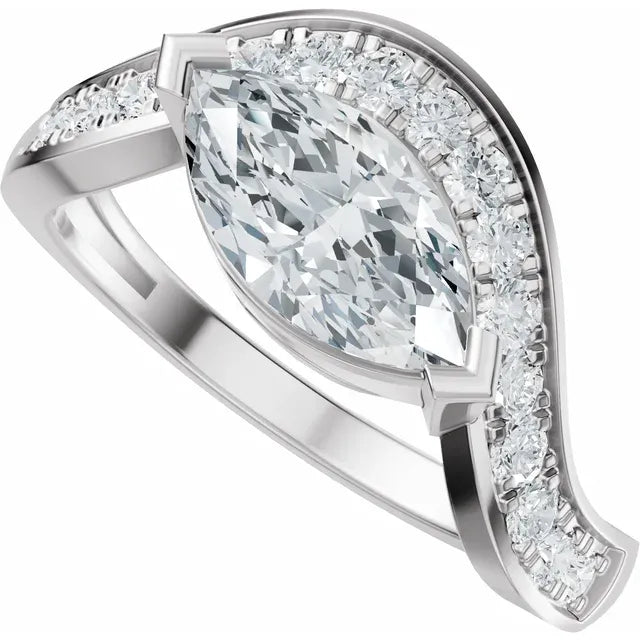 The Layla 1.25ctw Marquise cut Lab Grown Diamond Accented Bypass Engagement Ring