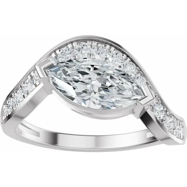 The Layla 1.25ctw Marquise cut Lab Grown Diamond Accented Bypass Engagement Ring