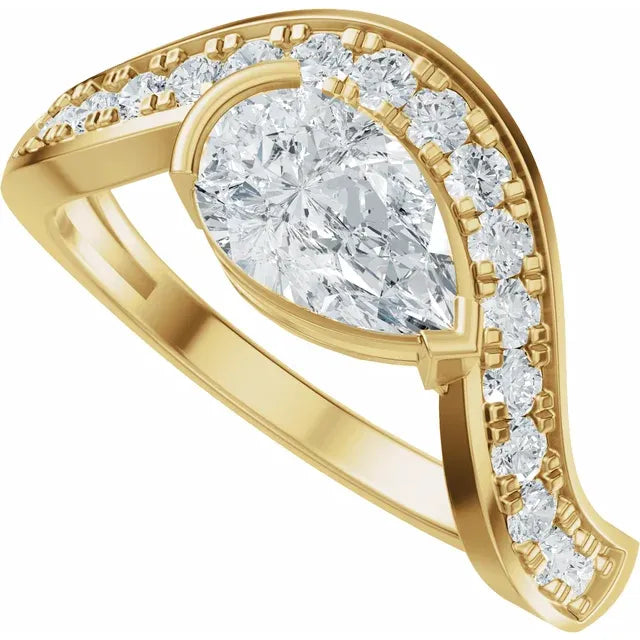 The Layla 1.25ctw Pear cut Lab Grown Diamond Accented Bypass Engagement Ring