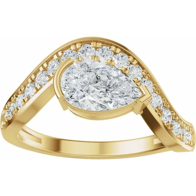 The Layla 1.25ctw Pear cut Lab Grown Diamond Accented Bypass Engagement Ring