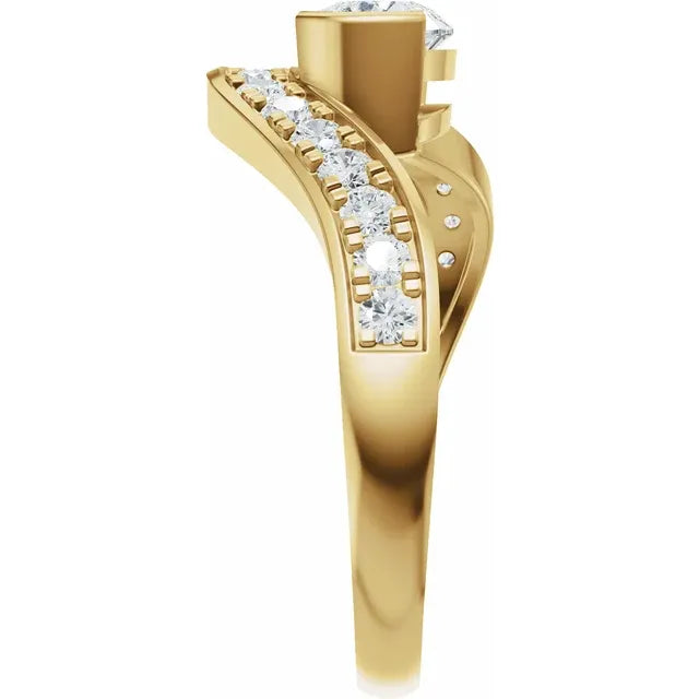 The Layla 1.25ctw Pear cut Lab Grown Diamond Accented Bypass Engagement Ring