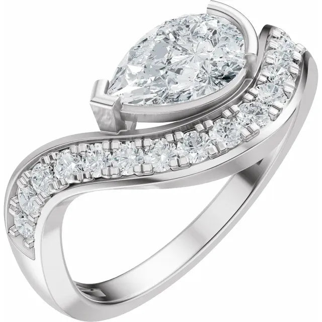 The Layla 1.25ctw Pear cut Lab Grown Diamond Accented Bypass Engagement Ring