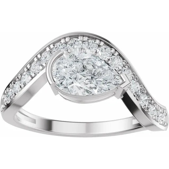 The Layla 1.25ctw Pear cut Lab Grown Diamond Accented Bypass Engagement Ring
