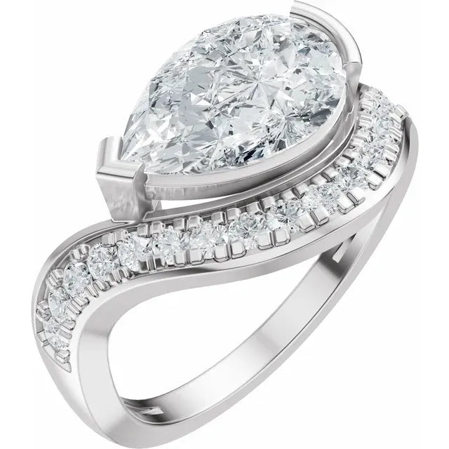 The Layla 2.75ctw Pear cut Lab Grown Diamond Accented Bypass Engagement Ring
