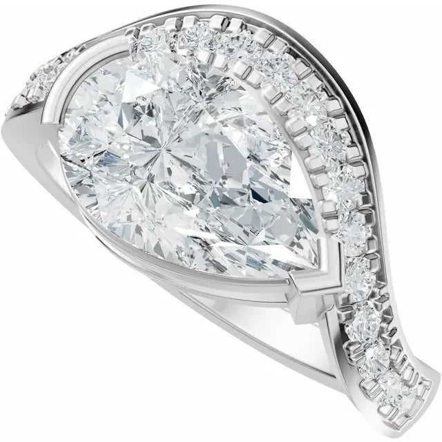 The Layla 2.75ctw Pear cut Lab Grown Diamond Accented Bypass Engagement Ring