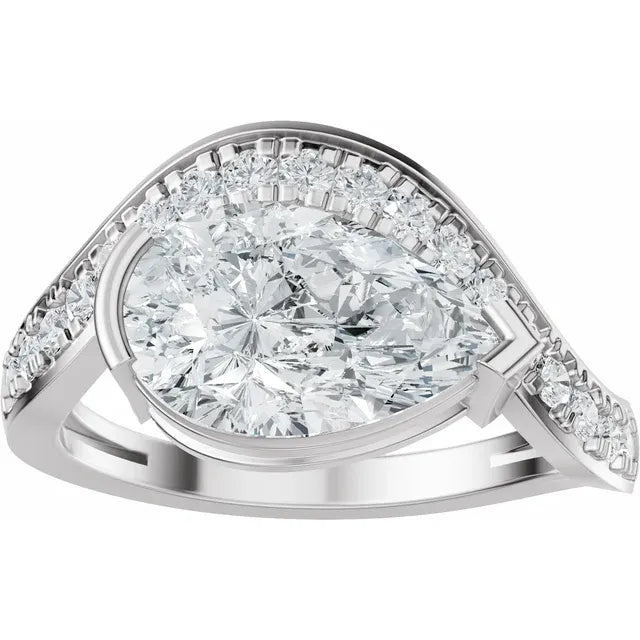 The Layla 2.75ctw Pear cut Lab Grown Diamond Accented Bypass Engagement Ring