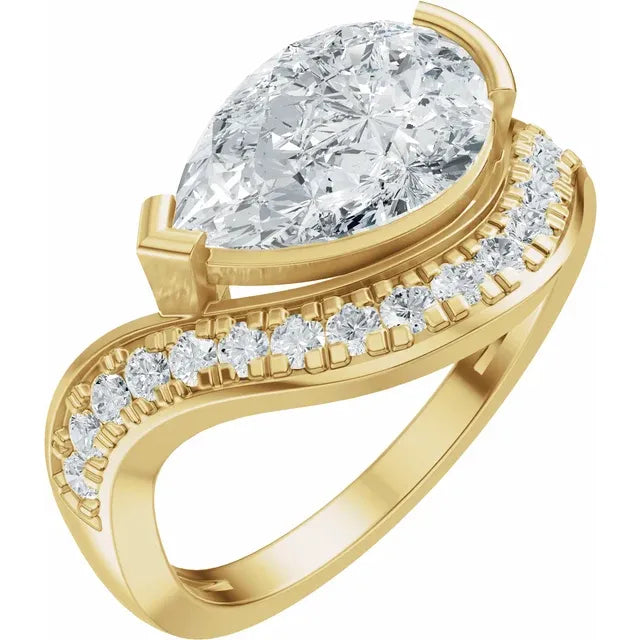The Layla 2.75ctw Pear cut Lab Grown Diamond Accented Bypass Engagement Ring