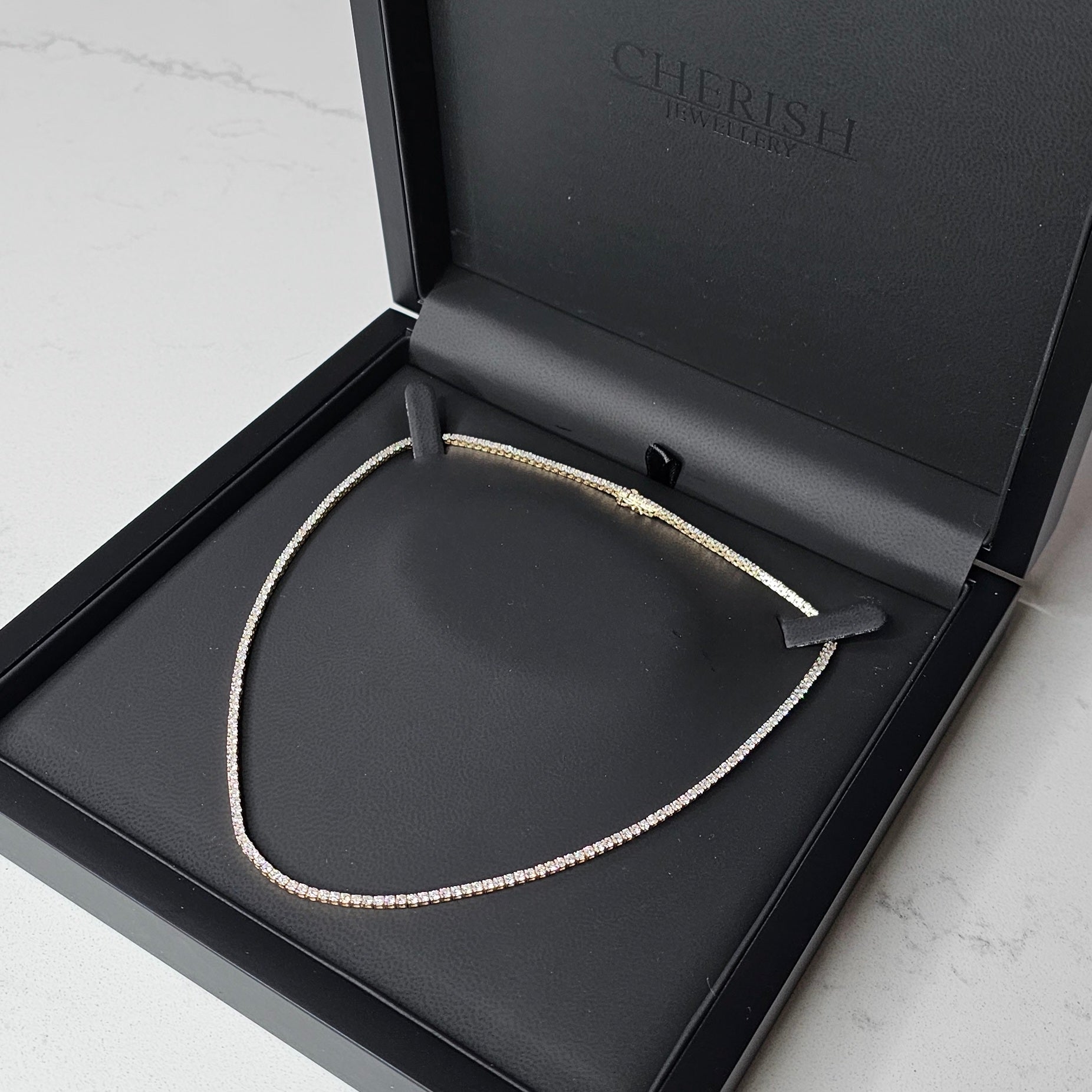 7.00ct Lab Grown Diamond Tennis Necklace in 9k Gold