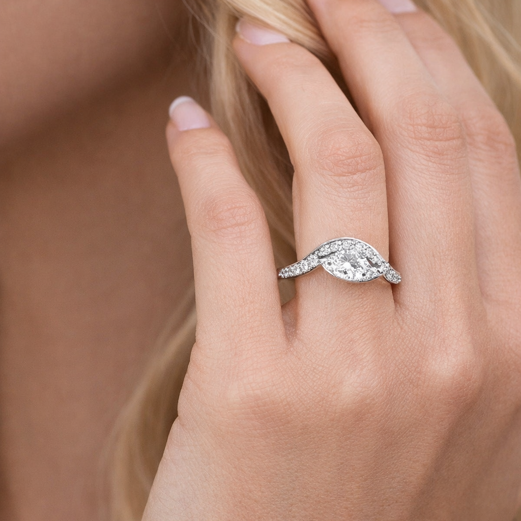 The Layla 1.25ctw Marquise cut Lab Grown Diamond Accented Bypass Engagement Ring