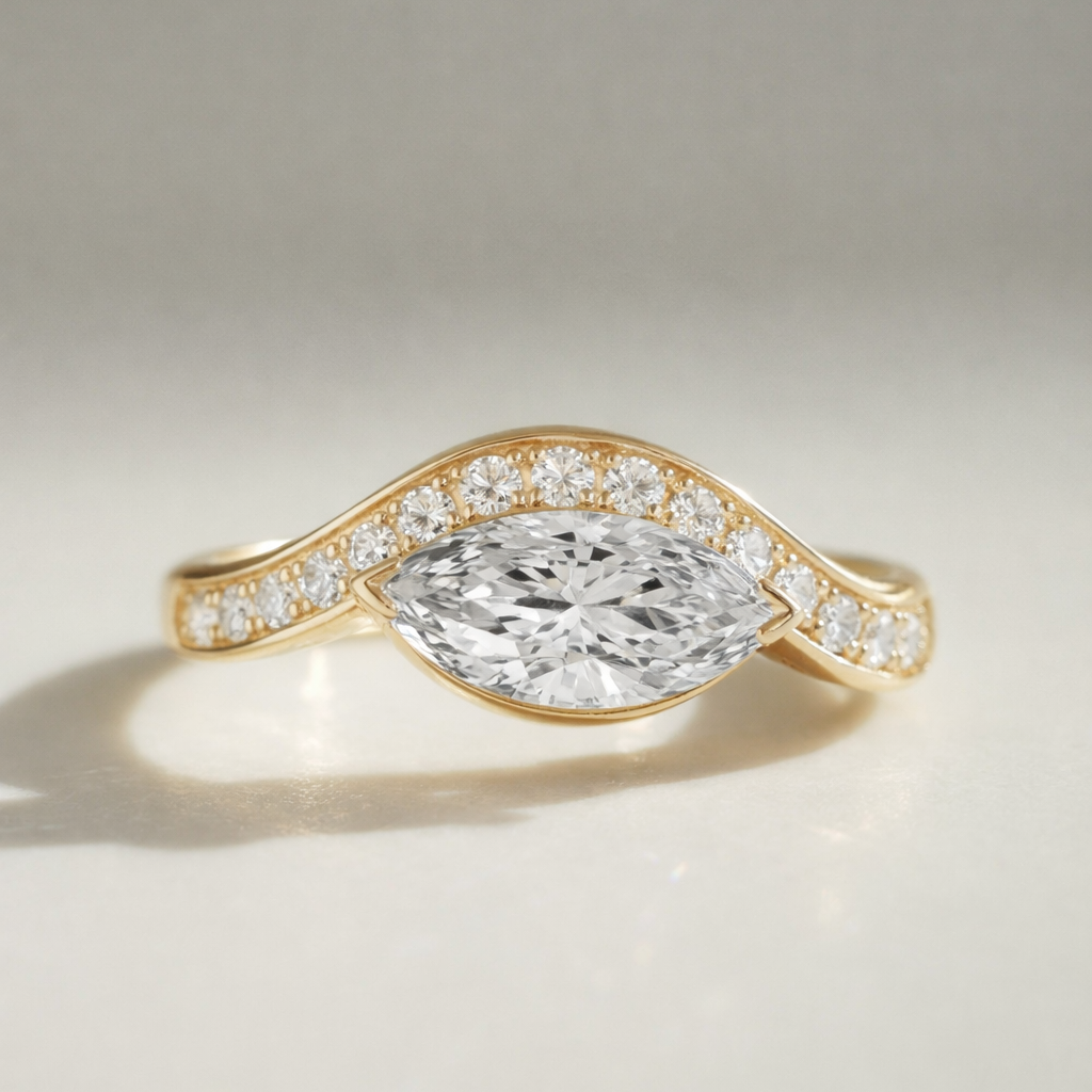 The Layla 1.25ctw Marquise cut Lab Grown Diamond Accented Bypass Engagement Ring