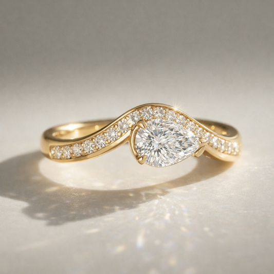 The Layla 1.25ctw Pear cut Lab Grown Diamond Accented Bypass Engagement Ring