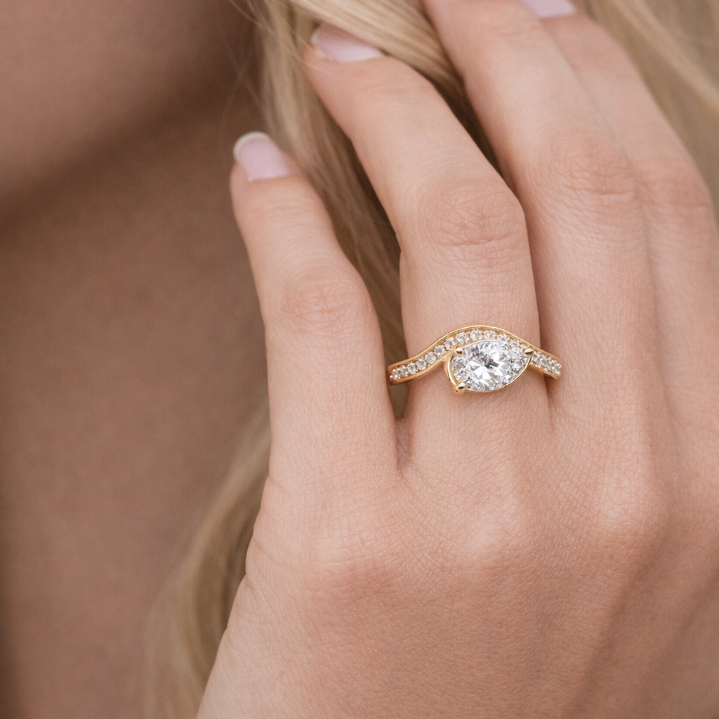 The Layla 1.25ctw Pear cut Lab Grown Diamond Accented Bypass Engagement Ring