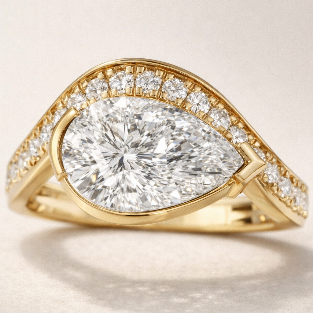 The Layla 2.75ctw Pear cut Lab Grown Diamond Accented Bypass Engagement Ring