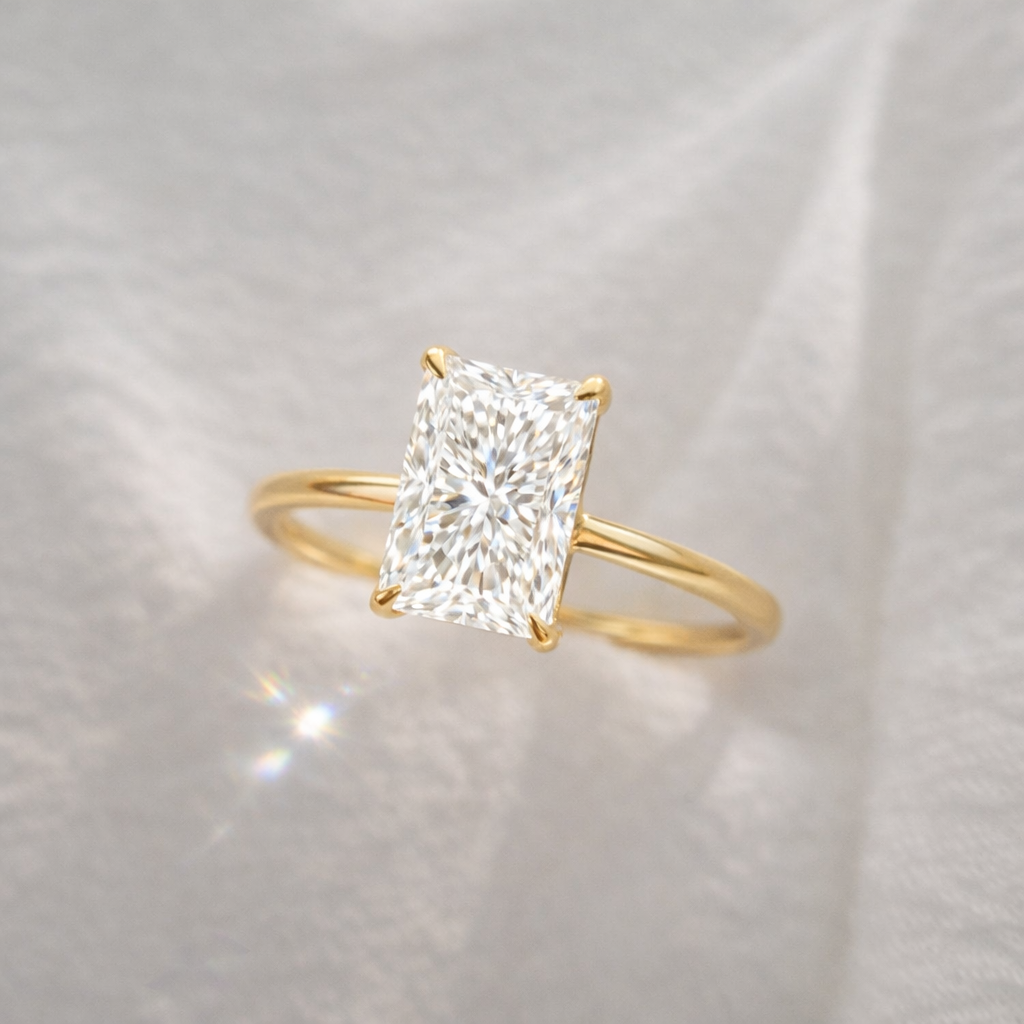 The Emma 3.00ct Radiant cut Lab Grown Diamond Solitaire Engagement Ring