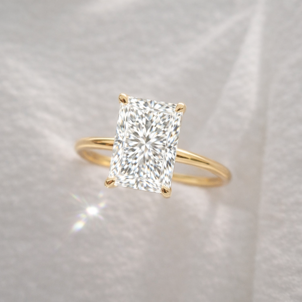 The Emma 4.00ct Radiant cut Lab Grown Diamond Solitaire Engagement Ring