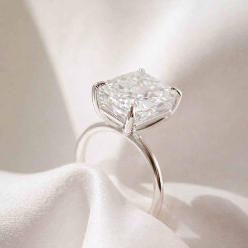 The Emma 4.00ct Radiant cut Lab Grown Diamond Solitaire Engagement Ring
