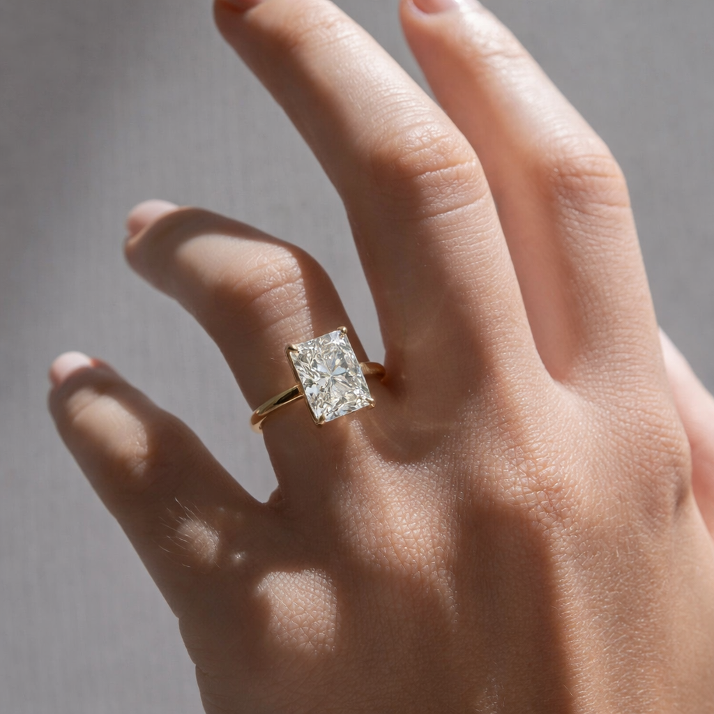 The Emma 4.00ct Radiant cut Lab Grown Diamond Solitaire Engagement Ring