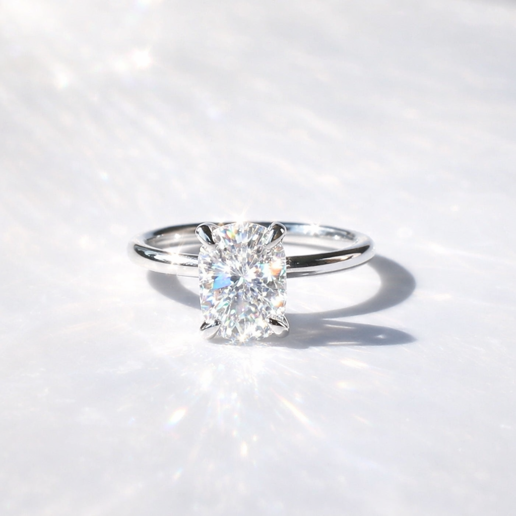 The Emma 1.50ct Elongated Cushion cut Lab Grown Diamond Solitaire Engagement Ring