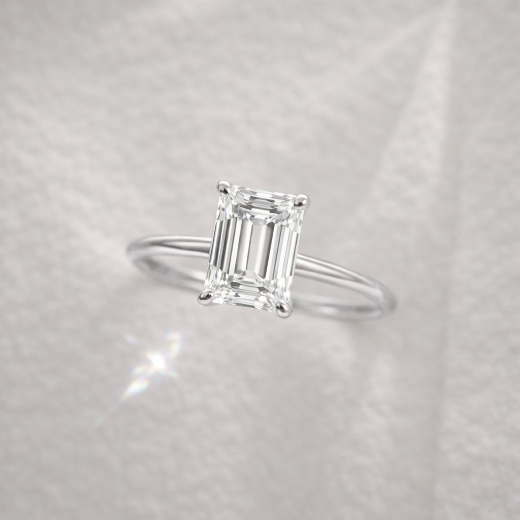 The Emma 3.00ct Emerald cut Lab Grown Diamond Solitaire Engagement Ring