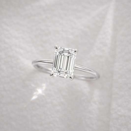 The Emma 3.00ct Emerald cut Lab Grown Diamond Solitaire Engagement Ring