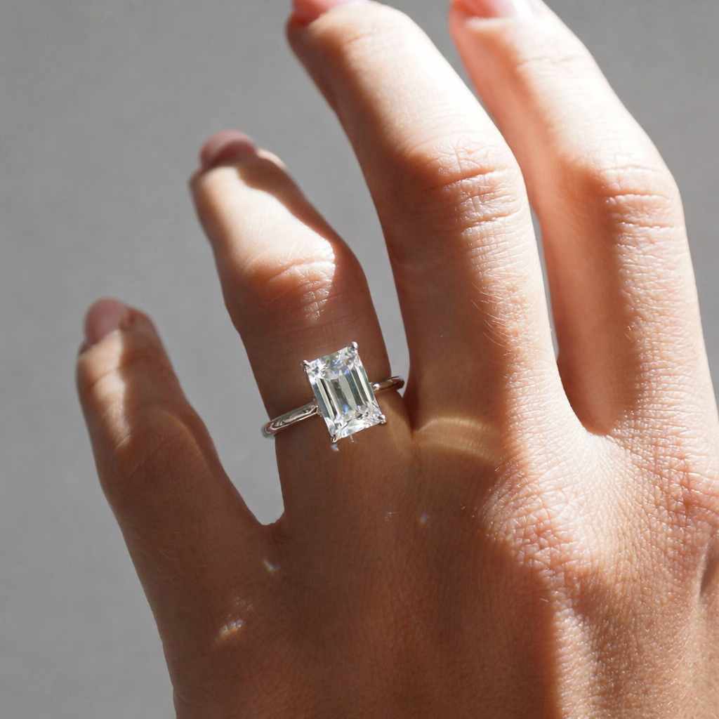 The Emma 3.00ct Emerald cut Lab Grown Diamond Solitaire Engagement Ring