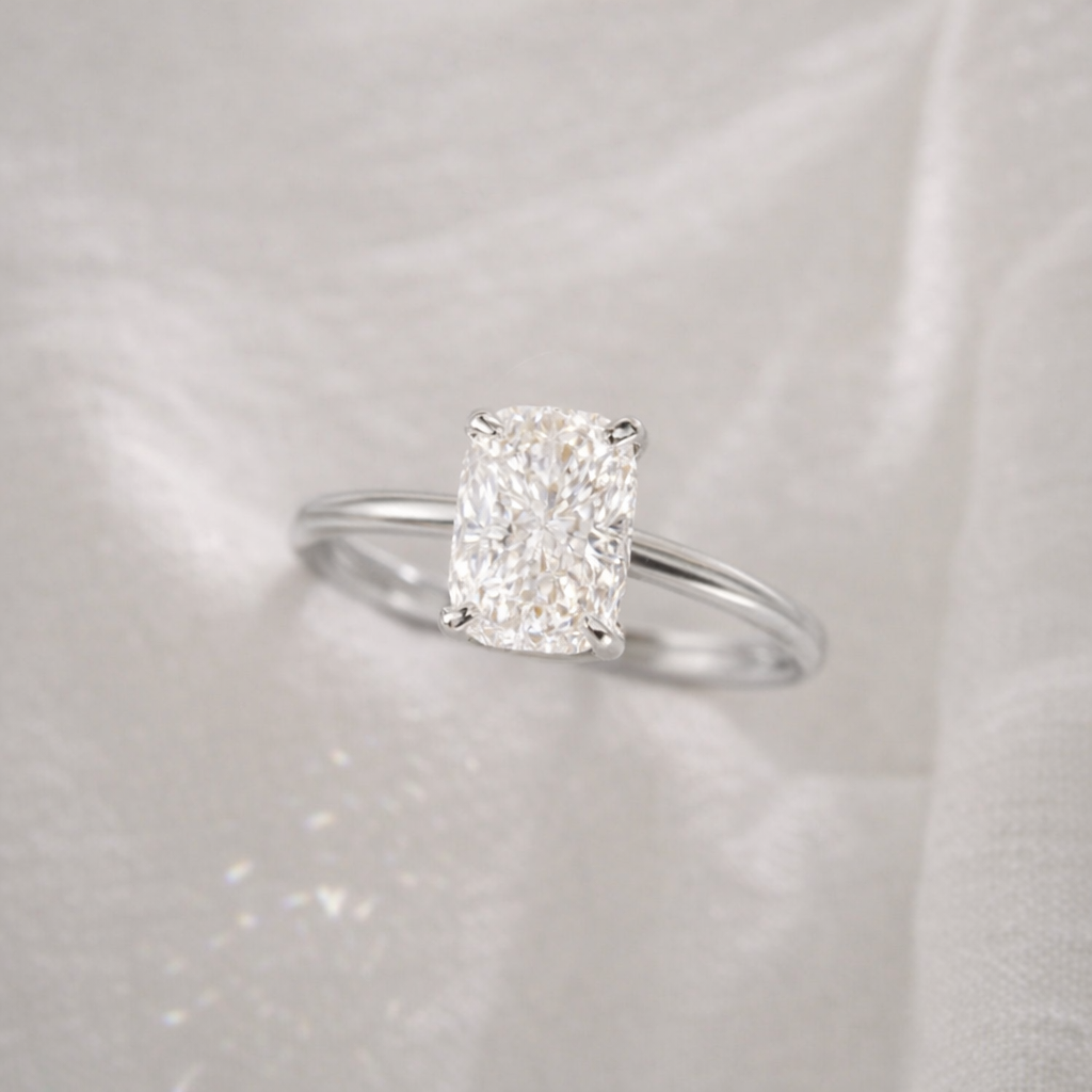 The Emma 2.00ct Elongated Cushion cut Lab Grown Diamond Solitaire Engagement Ring