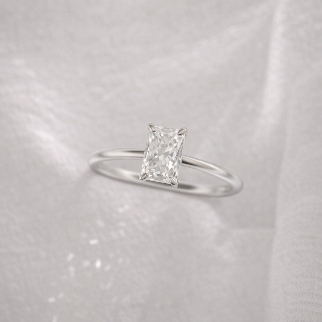 The Emma 1.50ct Radiant cut Lab Grown Diamond Solitaire Engagement Ring