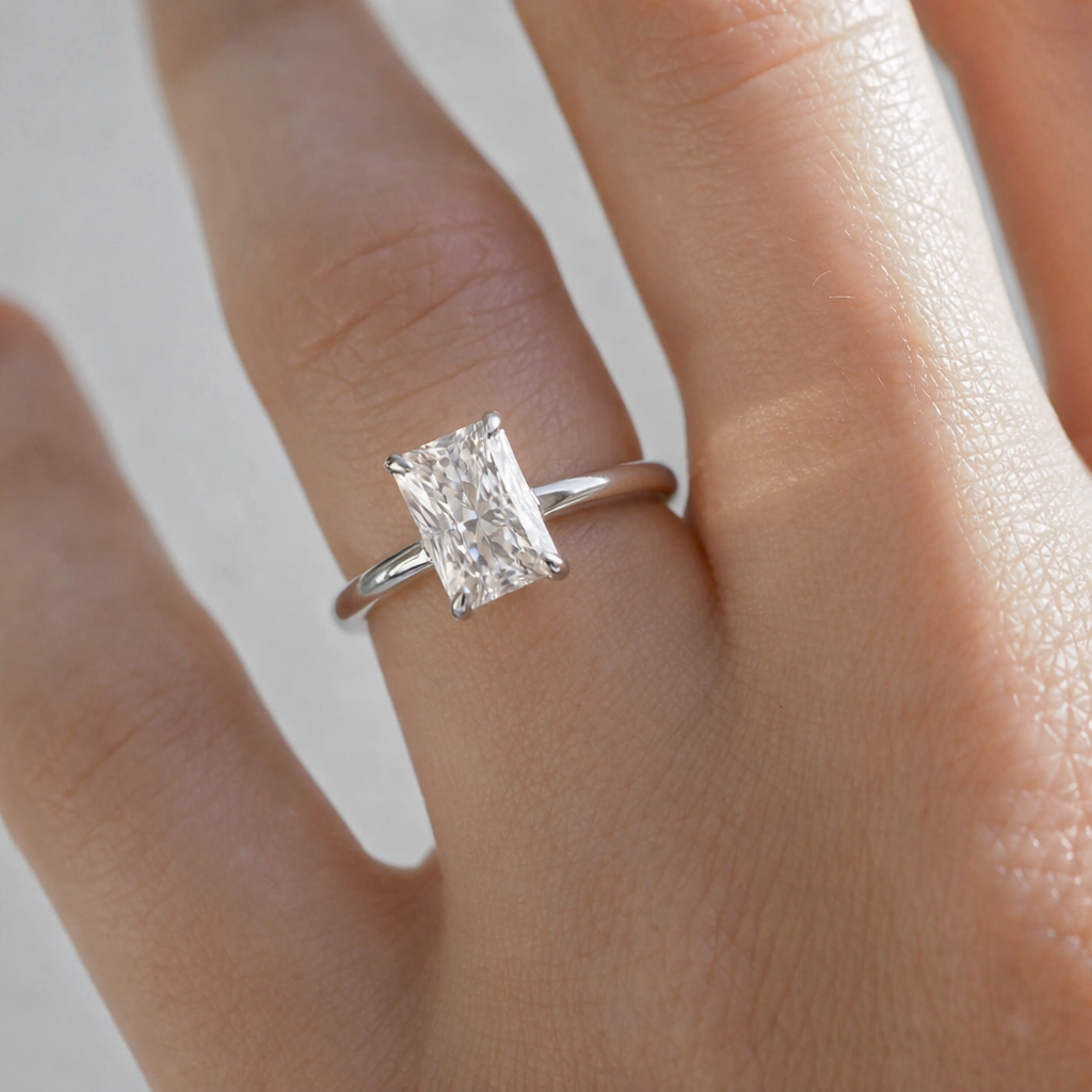 The Emma 1.00ct Radiant cut Lab Grown Diamond Solitaire Engagement Ring