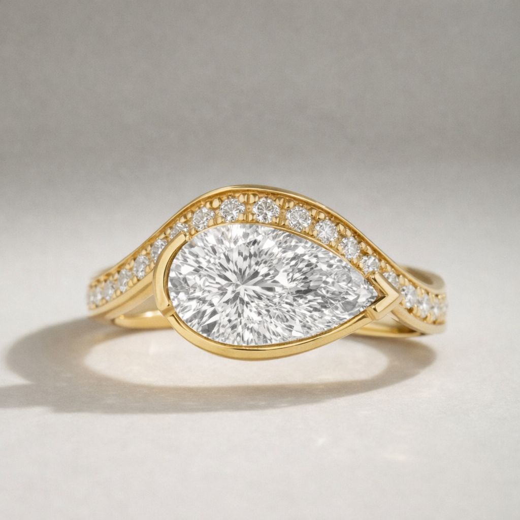 The Layla 2.75ctw Pear cut Lab Grown Diamond Accented Bypass Engagement Ring