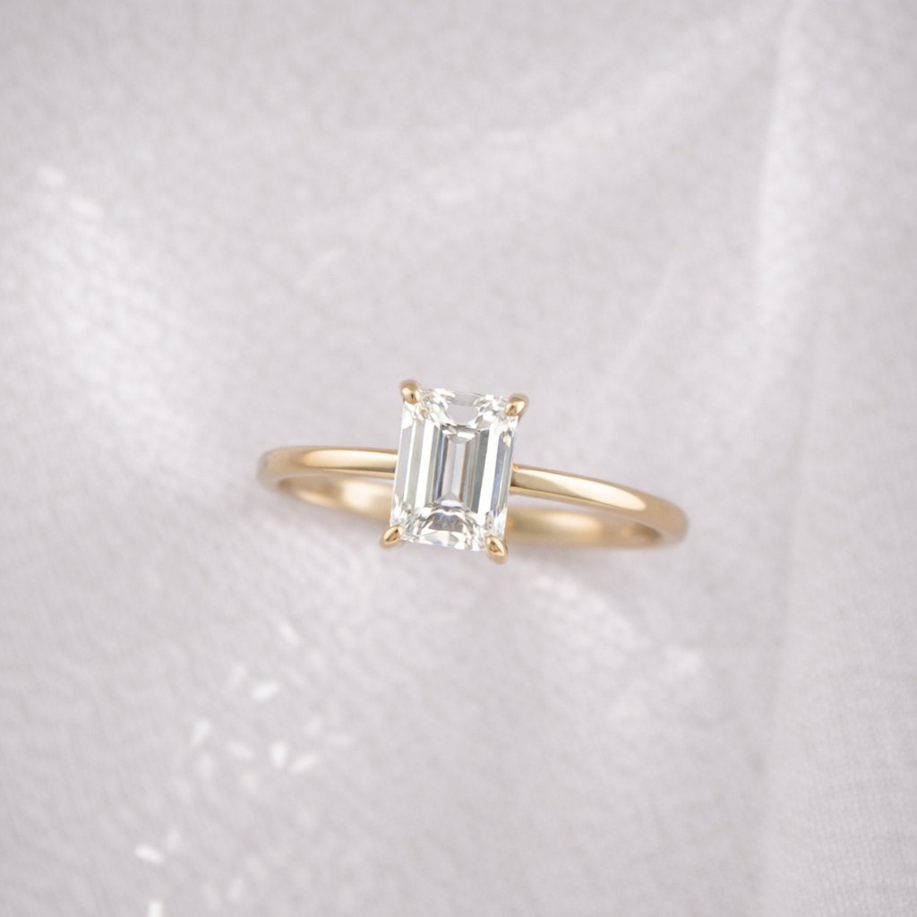 The Emma 1.50ct Emerald cut Lab Grown Diamond Solitaire Engagement Ring