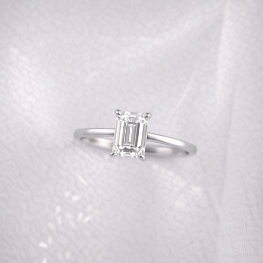 The Emma 1.50ct Emerald cut Lab Grown Diamond Solitaire Engagement Ring