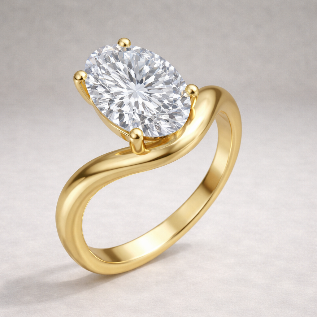 The Laura 2.50ct Oval cut Lab Grown Diamond Solitaire Wave Engagement Ring