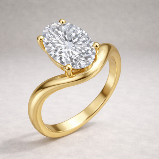 The Laura 2.50ct Oval cut Lab Grown Diamond Solitaire Wave Engagement Ring