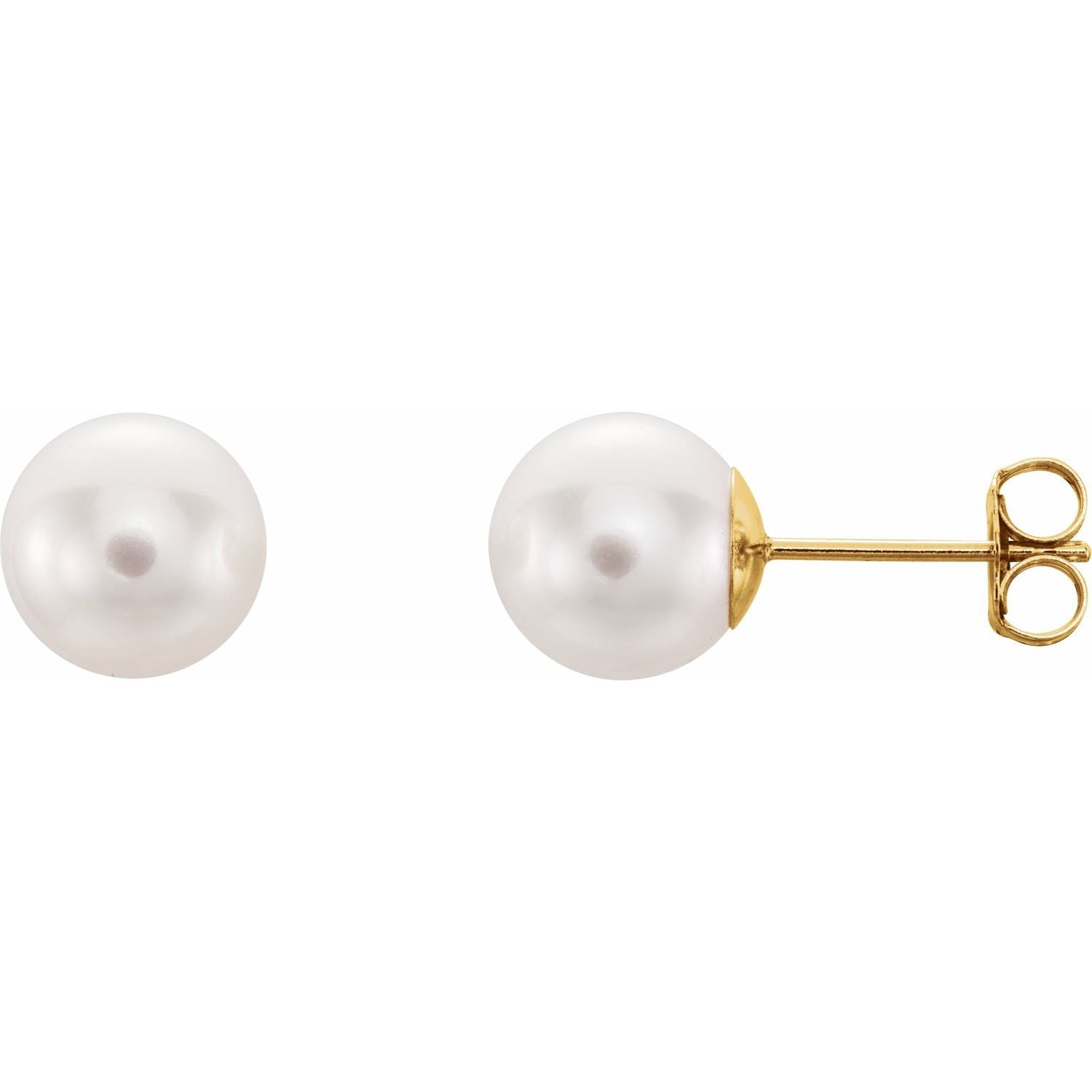 8mm Cultured Akoya Pearl Earrings in 14k Gold