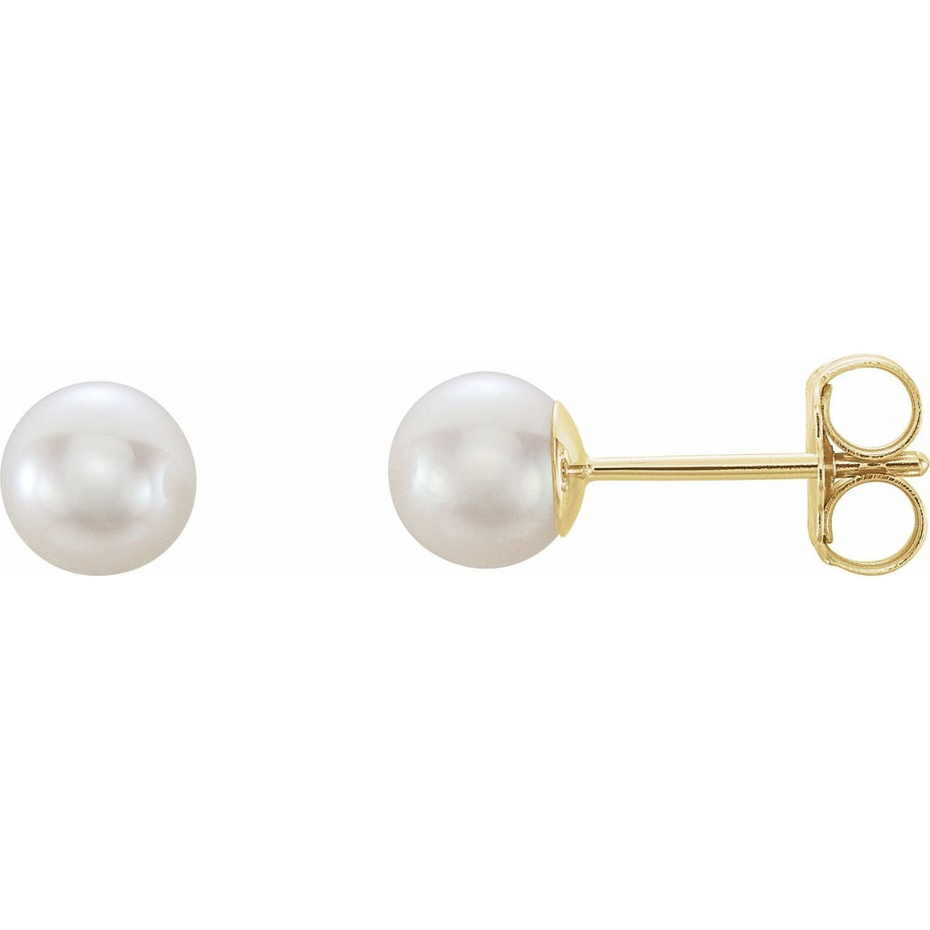 5mm Cultured Akoya Pearl Earrings in 14k Gold