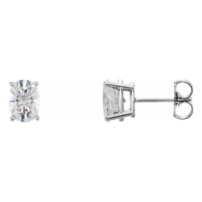 1.00ct Oval Lab Grown Diamond Solitaire Earrings in 14k Gold