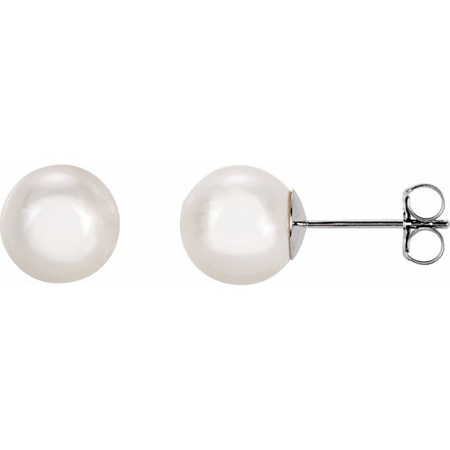 8mm Cultured Akoya Pearl Earrings in 14k Gold