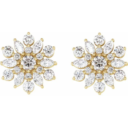 1.00ct Lab Grown Diamond Vintage Inspired Halo Earrings in 14k Gold