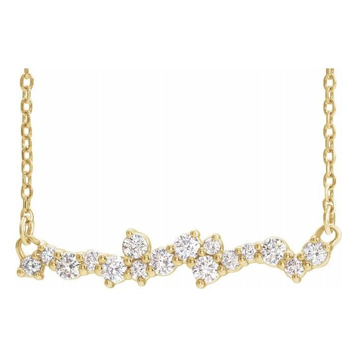 0.36ct Lab Grown Diamond Scattered Bar Necklace in 14k Gold