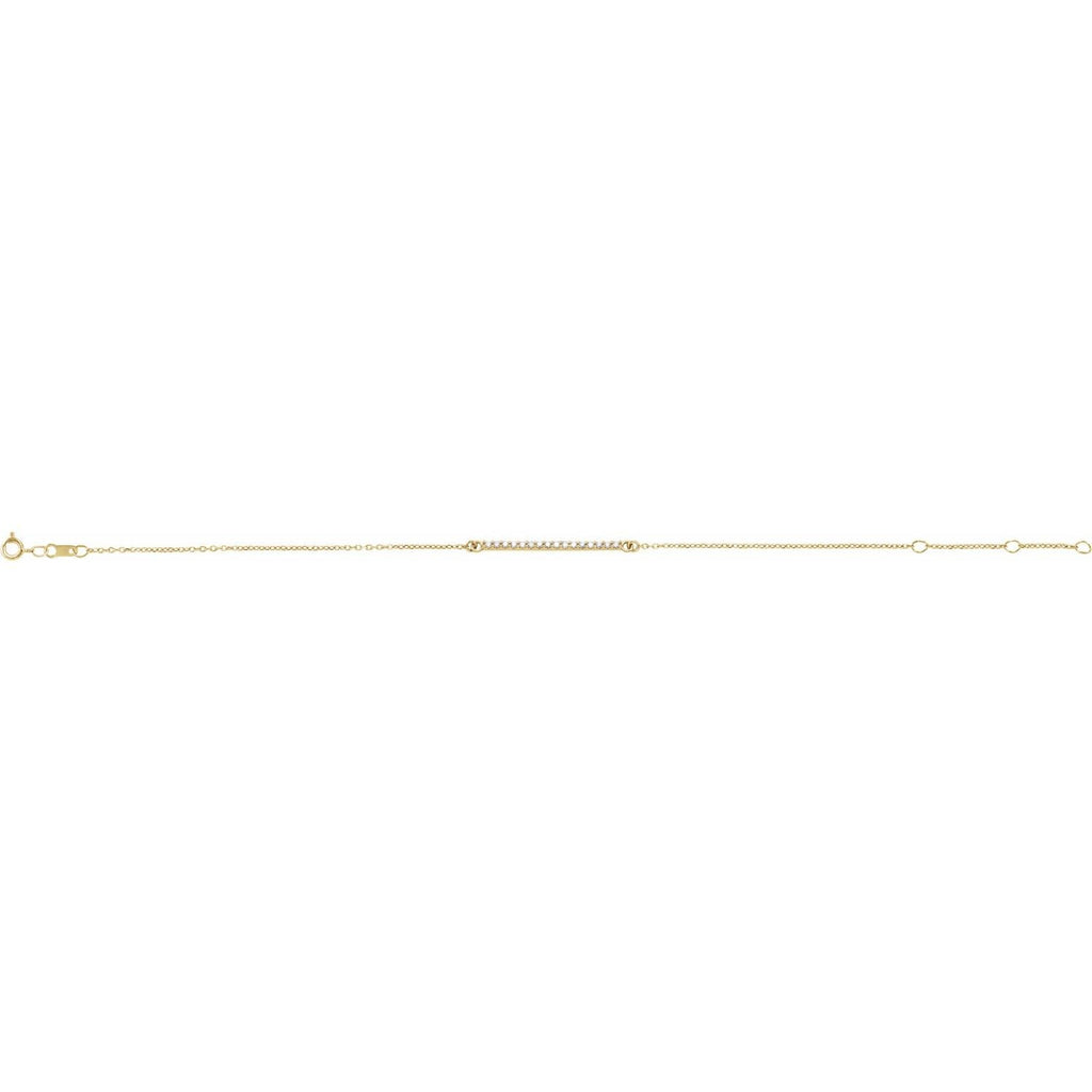 0.18ct Natural Mined Diamond Large Bar Bracelet in 14k Gold