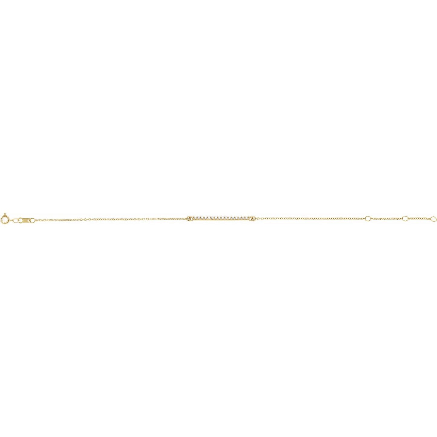 0.18ct Natural Mined Diamond Large Bar Bracelet in 14k Gold