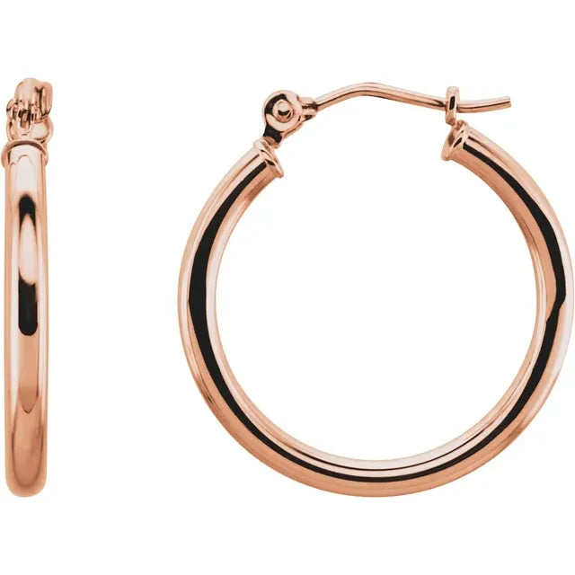 20mm Plain Tube Hoop Earrings in 14k Gold