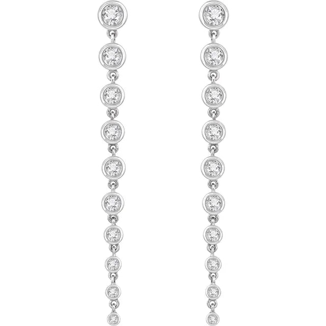 2.00ct Lab Grown Diamond Bezel Round Drop Earrings in 14k Gold