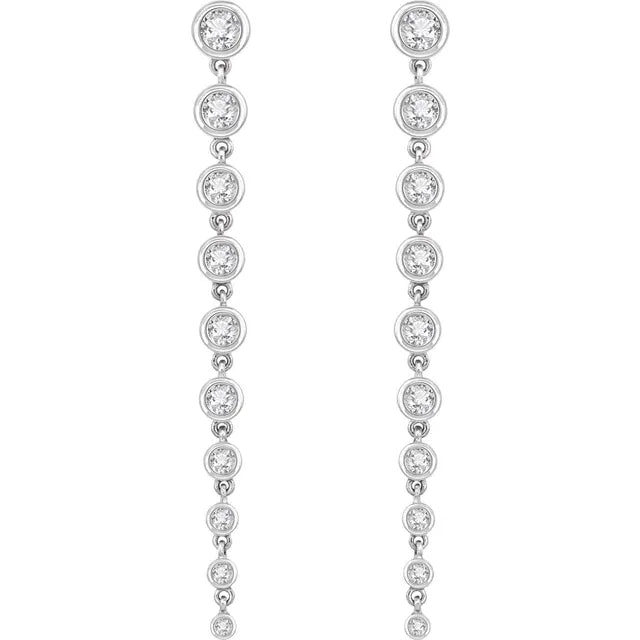 2.00ct Lab Grown Diamond Bezel Round Drop Earrings in 14k Gold