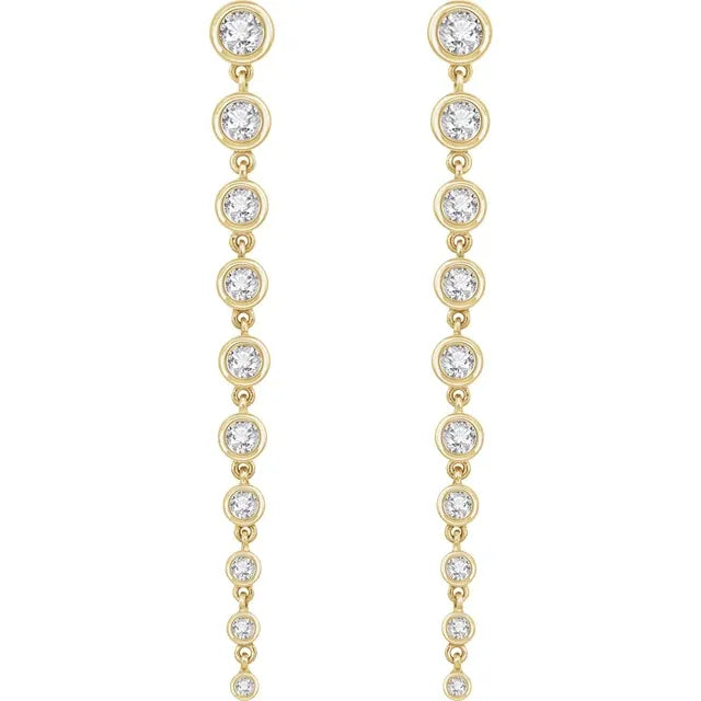 2.00ct Lab Grown Diamond Bezel Round Drop Earrings in 14k Gold